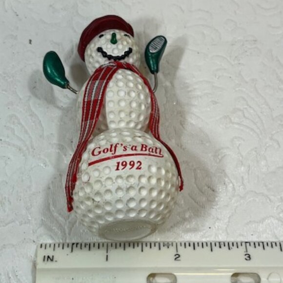 VTG 1992 Hallmark Keepsake Ornament Golf's a Ball Snowman Golf Ball Ornament - Picture 10 of 11
